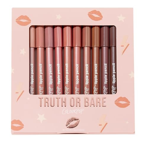 ColourPop Lippie Lip Pencil Vault - 10 High-Pigment, Long-Lasting & Sharpenable Lip Liners with High-Impact Color - Vegan, Cream Formula with Precise Application - Truth or Bare (0.04 oz) | Amazon (US)