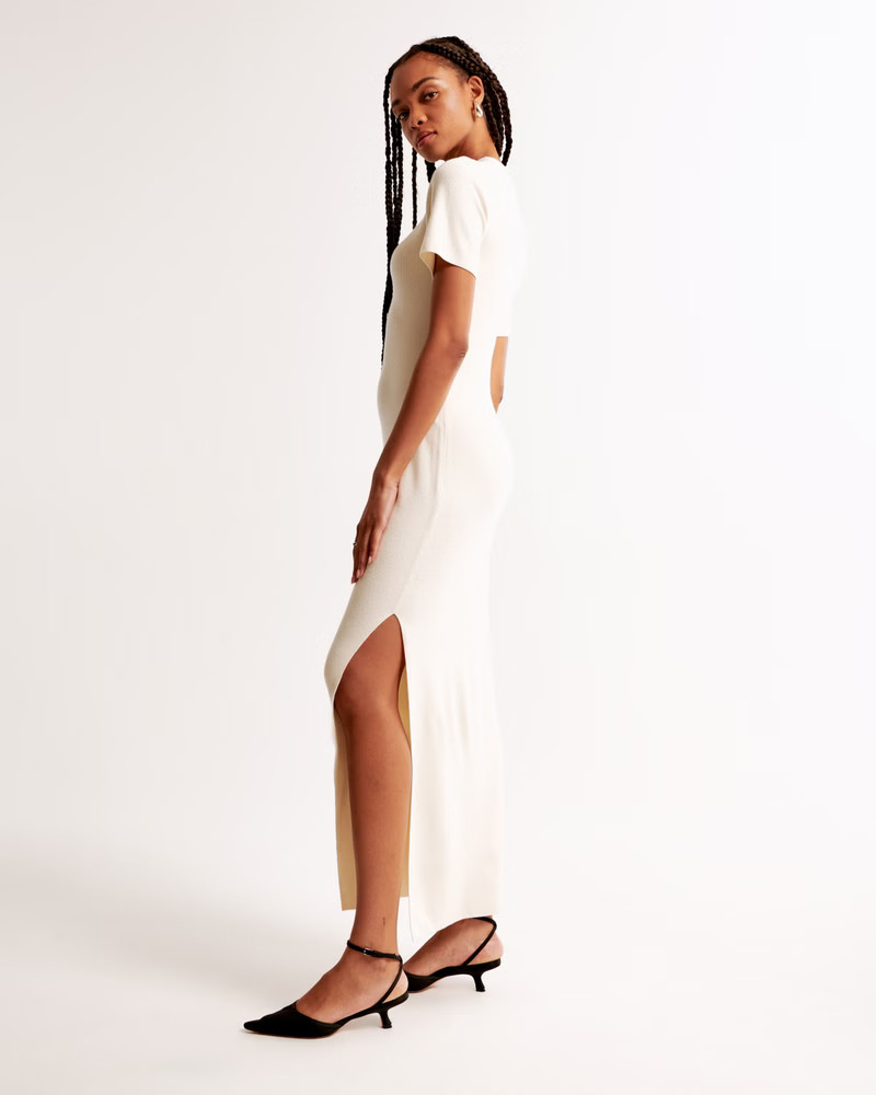 Short-Sleeve Maxi Sweater Dress | Abercrombie & Fitch (US)