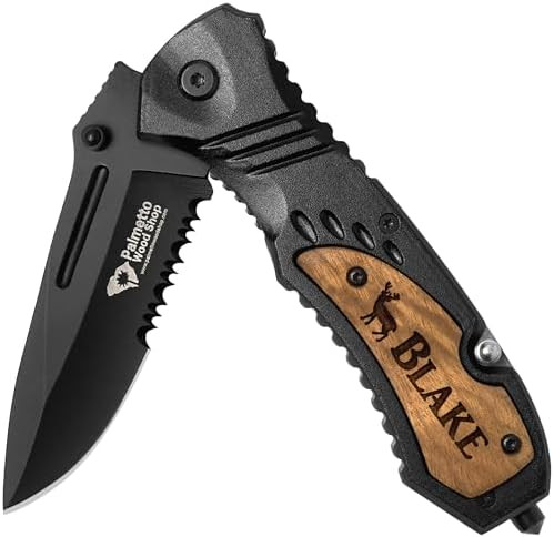 Palmetto Wood Shop Custom Pocket Knife - Laser Engraved Pocket Knife Gift for Men, Custom Knife f... | Amazon (US)