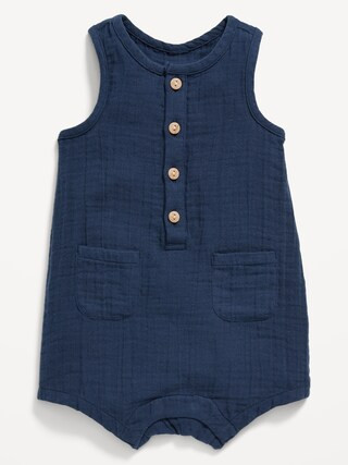 Unisex Sleeveless Henley One-Piece Romper for Baby | Old Navy (US)