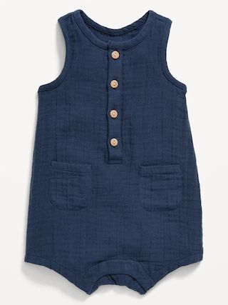 Unisex Sleeveless Henley One-Piece Romper for Baby | Old Navy (US)