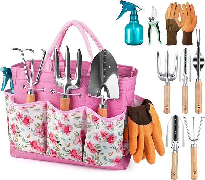 Grenebo Gardening Tools 9-Piece Heavy Duty Garden Hand Tools with Fashion and Durable Garden Tool... | Amazon (US)