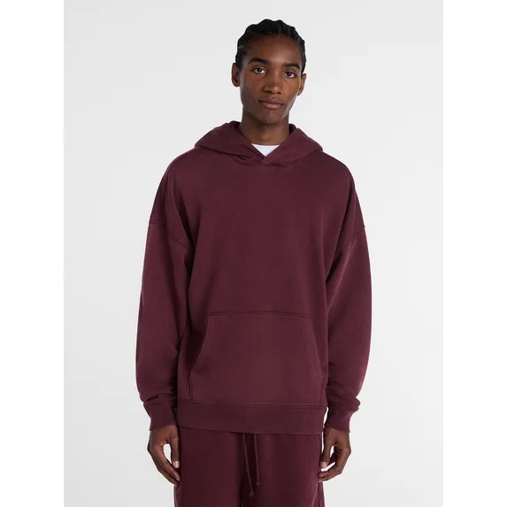 No Boundaries Boxy Fit Oversized Fleece Hoodie with Long Sleeves, Men's XS-4XLT | Walmart (US)