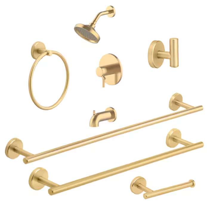 allen + roth Harlow Gold Bathtub and Shower Faucet & Bath Hardware Collection at Lowes.com | Lowe's