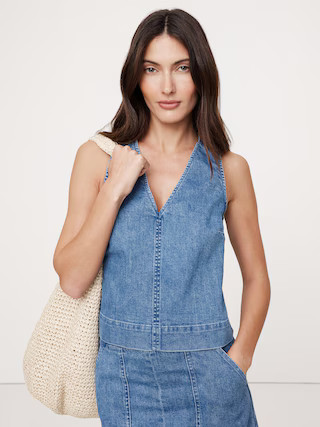 Denim Cross-Back Tank | Banana Republic (US)
