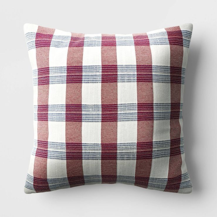 Yarn Dyed Americana Check Square Throw Pillow Red/Blue - Threshold™ | Target