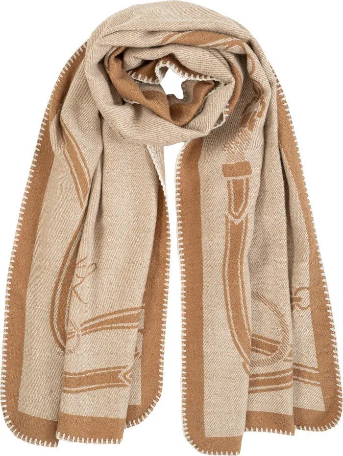 Belt Print Blanket Stitch Wrap | Nordstrom