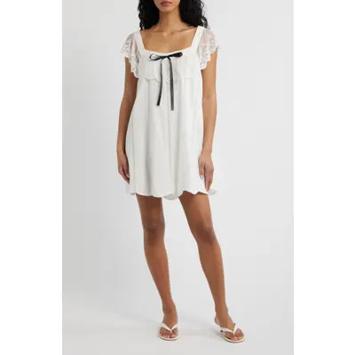 Lulus Lana Lace Trim Minidress in White at Nordstrom, Size Medium | Nordstrom