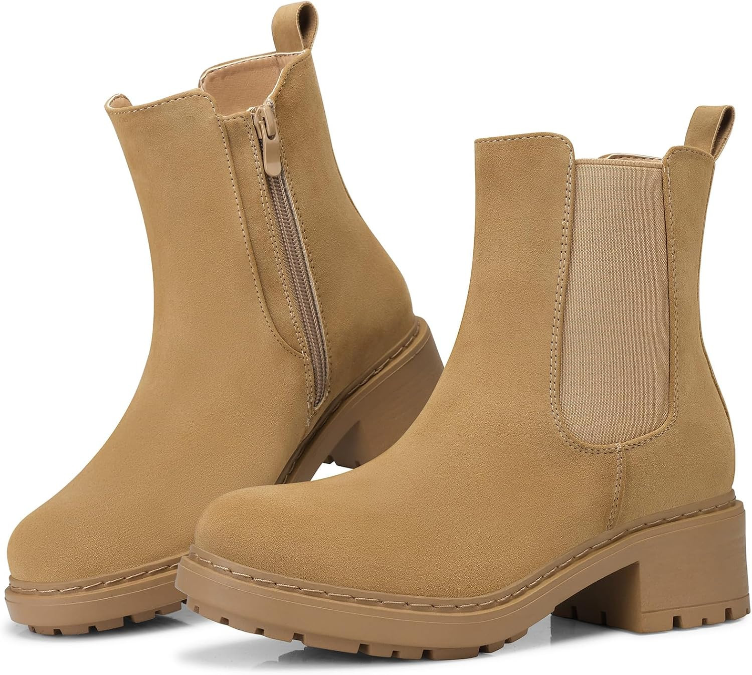 Women's Chelsea Boots Ankle: Slip on Chunky Heel Platform Booties | Amazon (US)