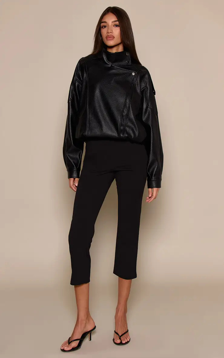 Black Stretch Cropped Cigarette Trouser | PrettyLittleThing UK
