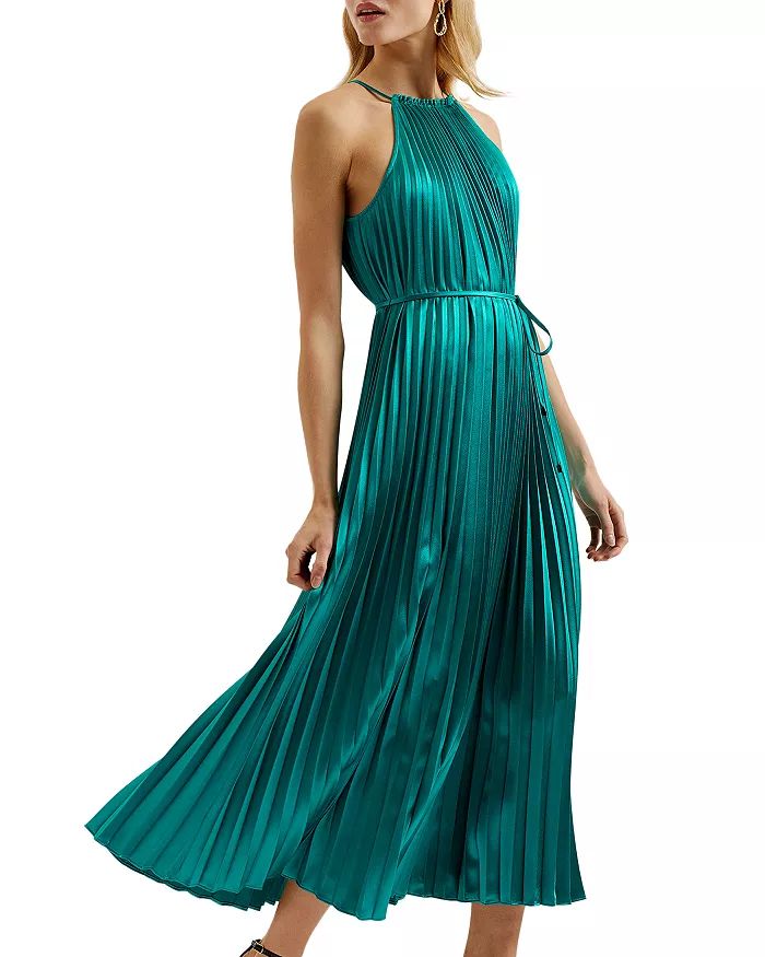Pleated Halter Neck Midi Dress | Bloomingdale's (US)