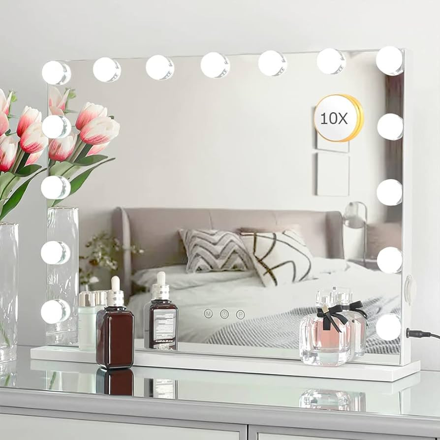 Kucitup Vanity Mirror Makeup Mirror with Lights,10X Magnification,Large Hollywood Lighted Vanity ... | Amazon (US)