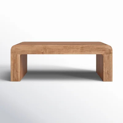 Runi 50" Modern Solid Wood Waterfall Curved Coffee Table | Wayfair North America