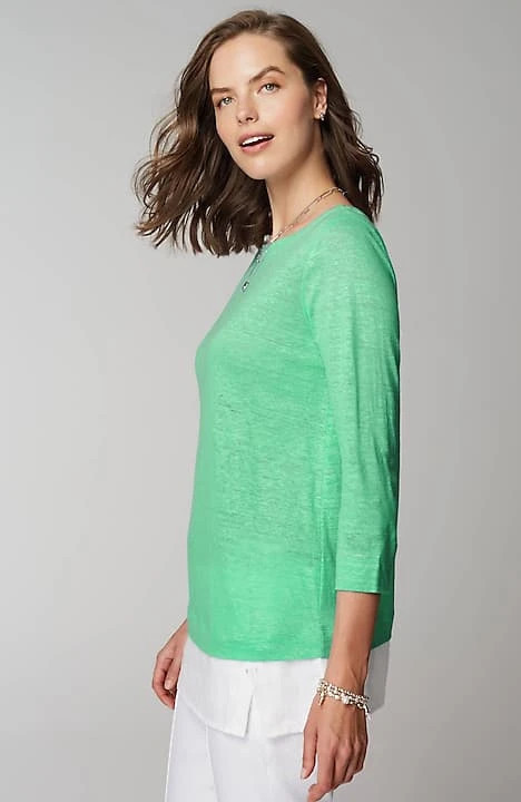 Layered-Hem Mixed-Media Linen Tunic | J. Jill