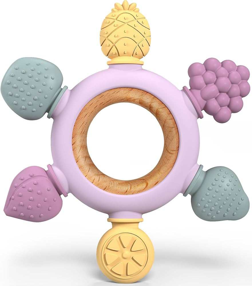 GJZZ Baby Teething Toys 6-12 Months, Montessori Sensory Toys, Baby Bath Toys, Fruit Baby Teether ... | Amazon (US)