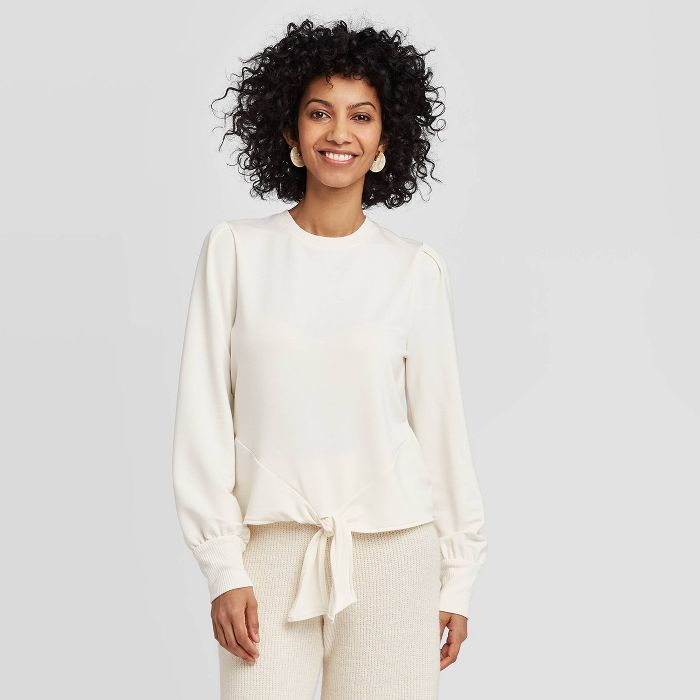 Women's Long Sleeve Tie Front Top - A New Day™ | Target
