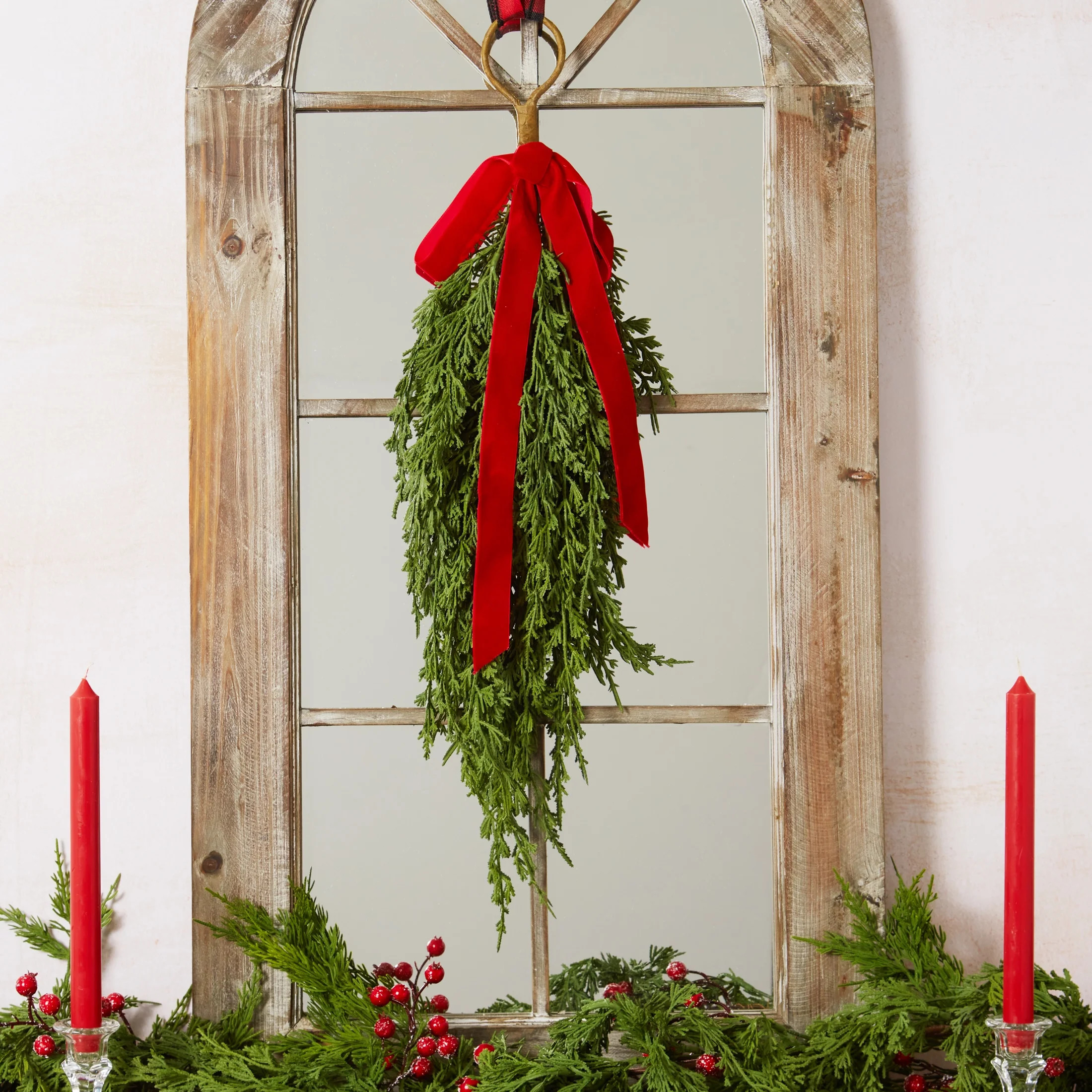 Holiday Time Hanging Christmas Swag with Bow, 24" | Walmart (US)