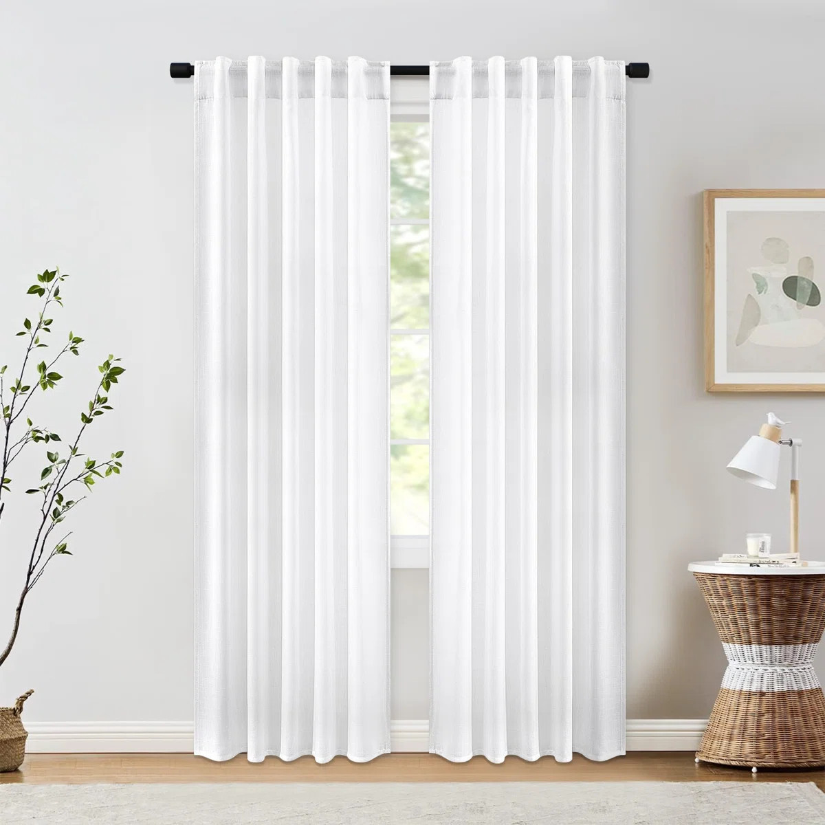 Toyoko Linen Blended Semi-Sheer Back Tab Curtain Pair (Set of 2) | Wayfair North America
