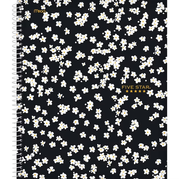 Spiral Notebook 1 Subject College Ruled Mod Daisy Black - Five Star | Target