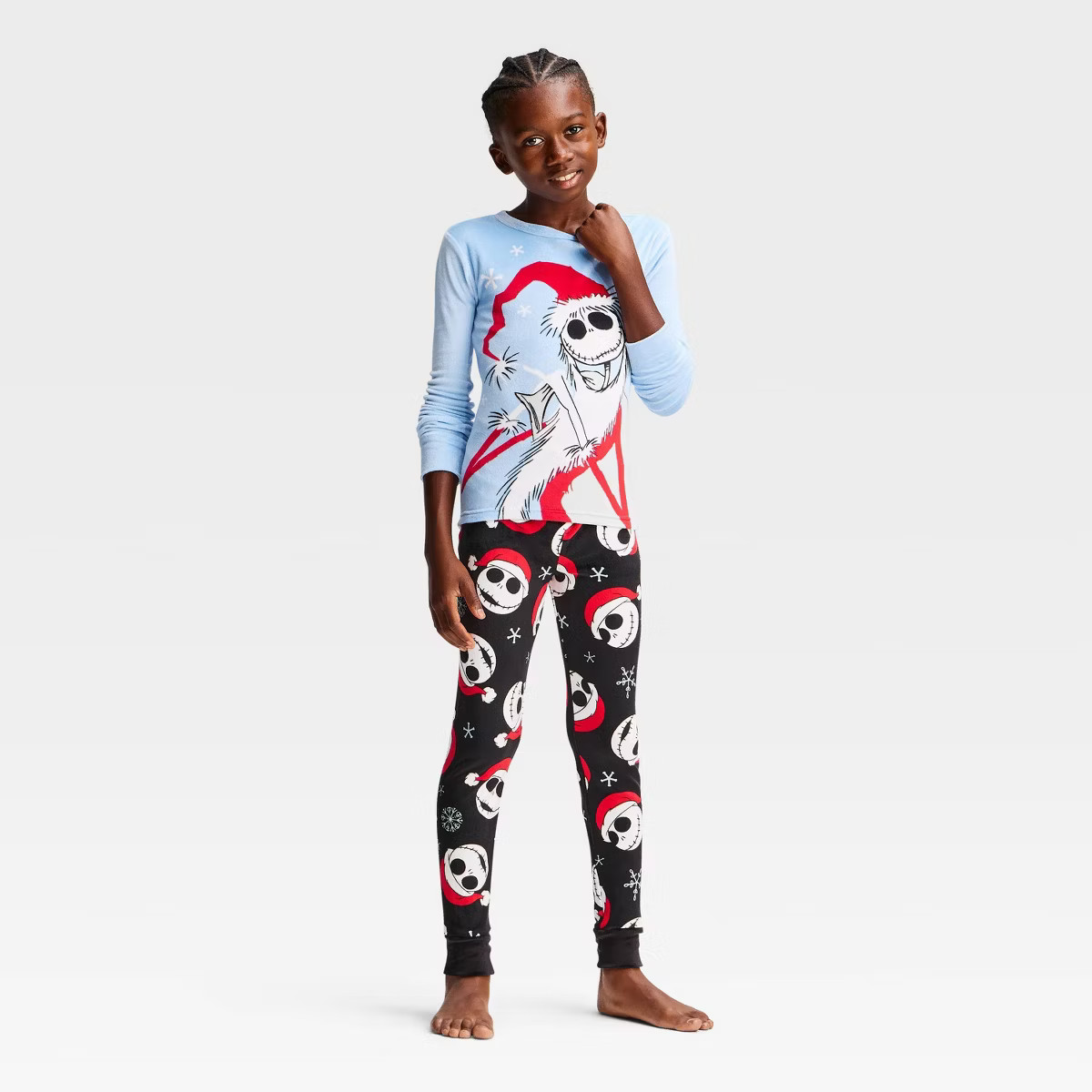 Boys' Nightmare Before Christmas Snuggly Soft Long Sleeve 2pc Pajama Set - Light Blue 6 | Target