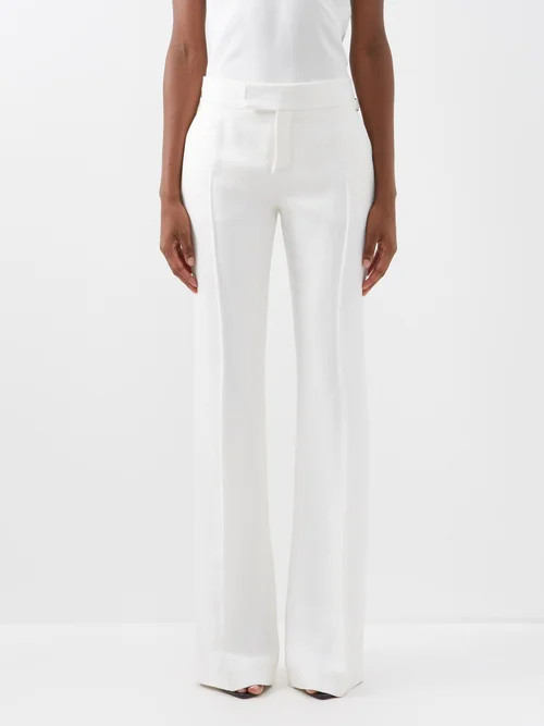 Tom Ford - Hopsack Bootcut Tailored Trousers - Womens - White | Matches (UK)