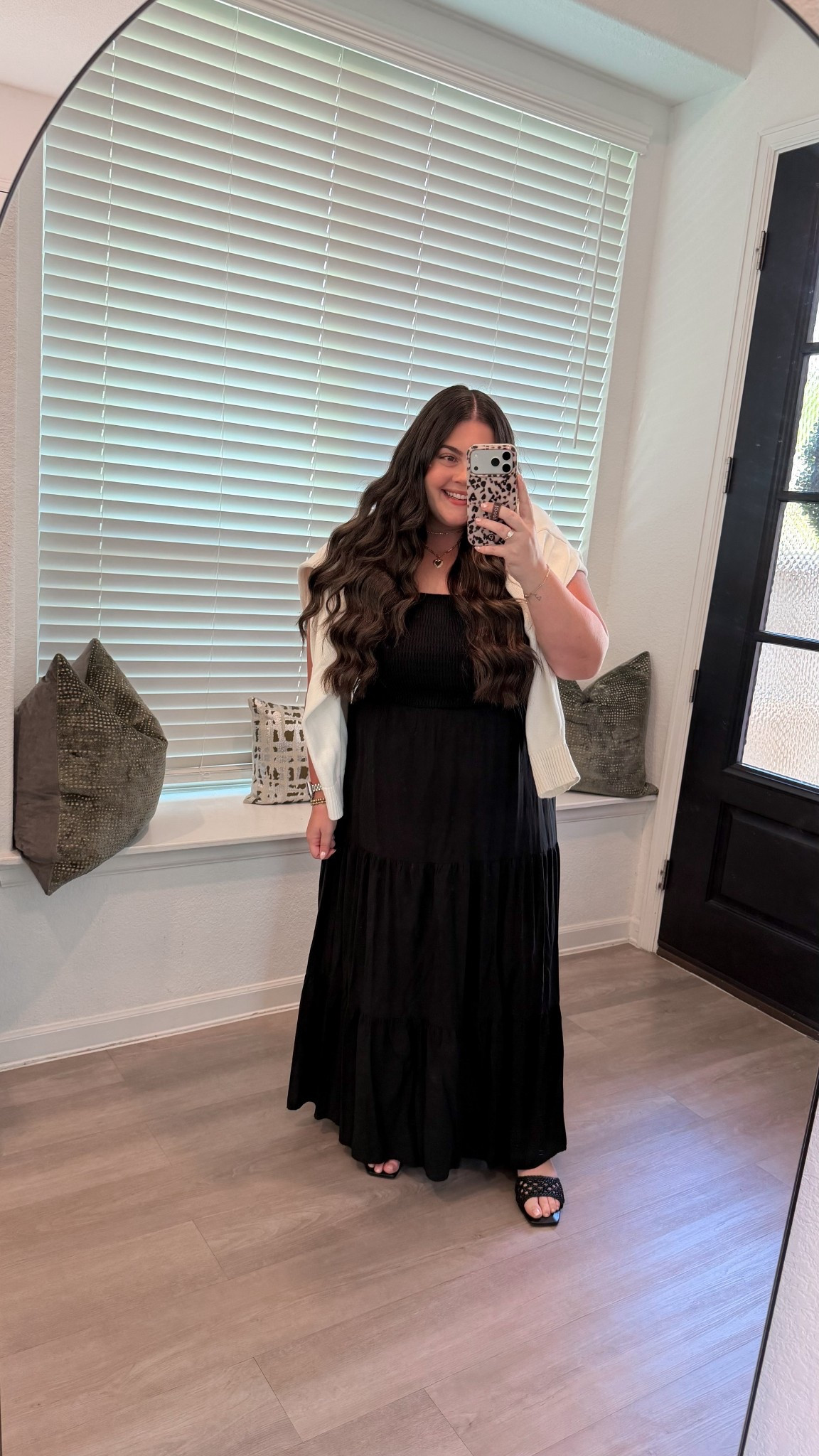 Spring outfit. Spring dress. Maxi dress. Smocked dress. Black maxi dress. Cardigan. Sweater cardigan. Cardigan sweater.

#LTKSaleAlert #LTKootd #LTKgrwm