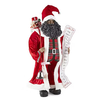 North Pole Trading Co. 36" African American List Handmade Santa Figurine | JCPenney