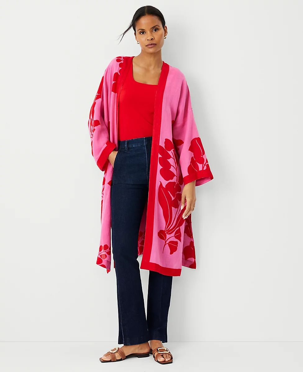 Border Floral Long Kimono | Ann Taylor (US)