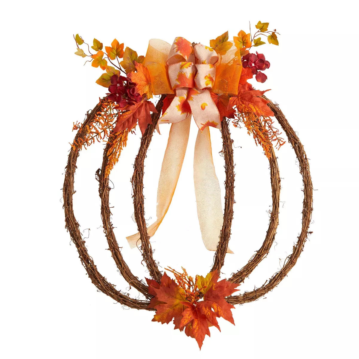 Nearly Natural 26” Autumn Pumpkin Artificial Vine Fall Wreath | Target