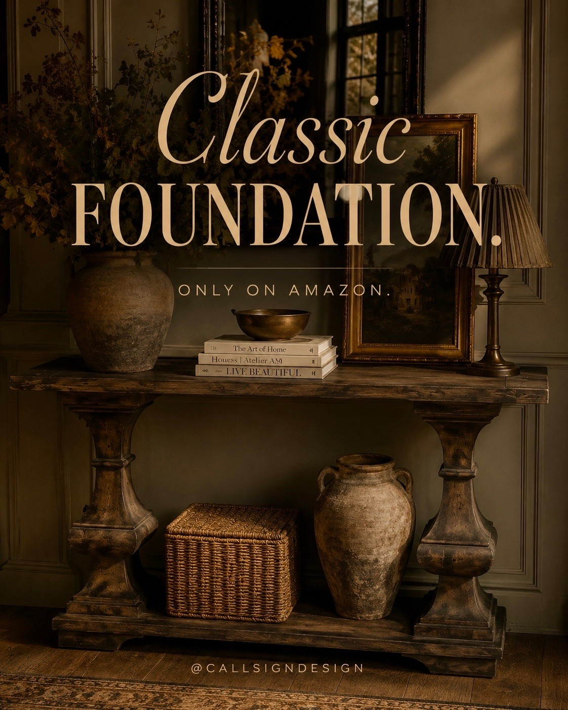 A timeless home starts with a strong foundation of pieces that feel collected, substantial, and beautifully aged. Warm wood, sculptural pottery, woven texture, classic artwork, and soft lighting create that expensive designer look without relying on trends. These Amazon finds make it easy to build a room that feels layered, storied, and effortlessly refined.

#AmazonFinds #ClassicHomeDecor #TimelessInteriors #DesignerLookForLess #LuxuryForLess #AmazonHome #CollectedHome #TraditionalDecor #OldMoneyAesthetic #VintageInspired #HomeDecorInspo #InteriorStyling #ElegantHome #ClassicStyle #callsigndesign
