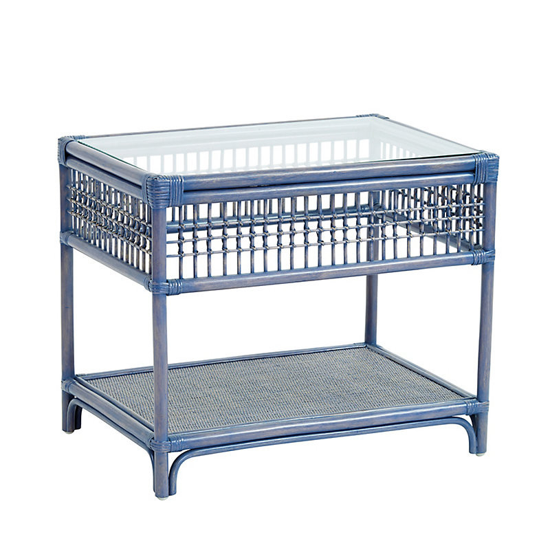 Beverly Rattan Side Table - Blue - Ballard Designs | Ballard Designs, Inc.