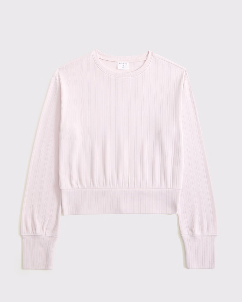 long-sleeve pointelle lace-trim top | Abercrombie & Fitch (US)