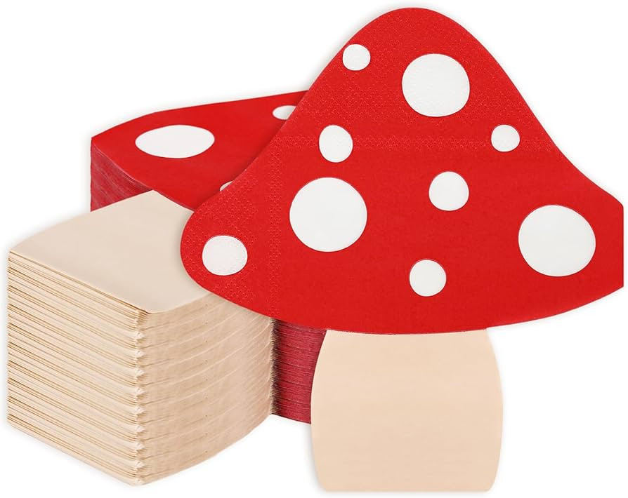 Whaline 100 Pack Mushroom Paper Napkin 2Ply Red Jungle Mushroom Disposable Napkins Forest Plant D... | Amazon (US)