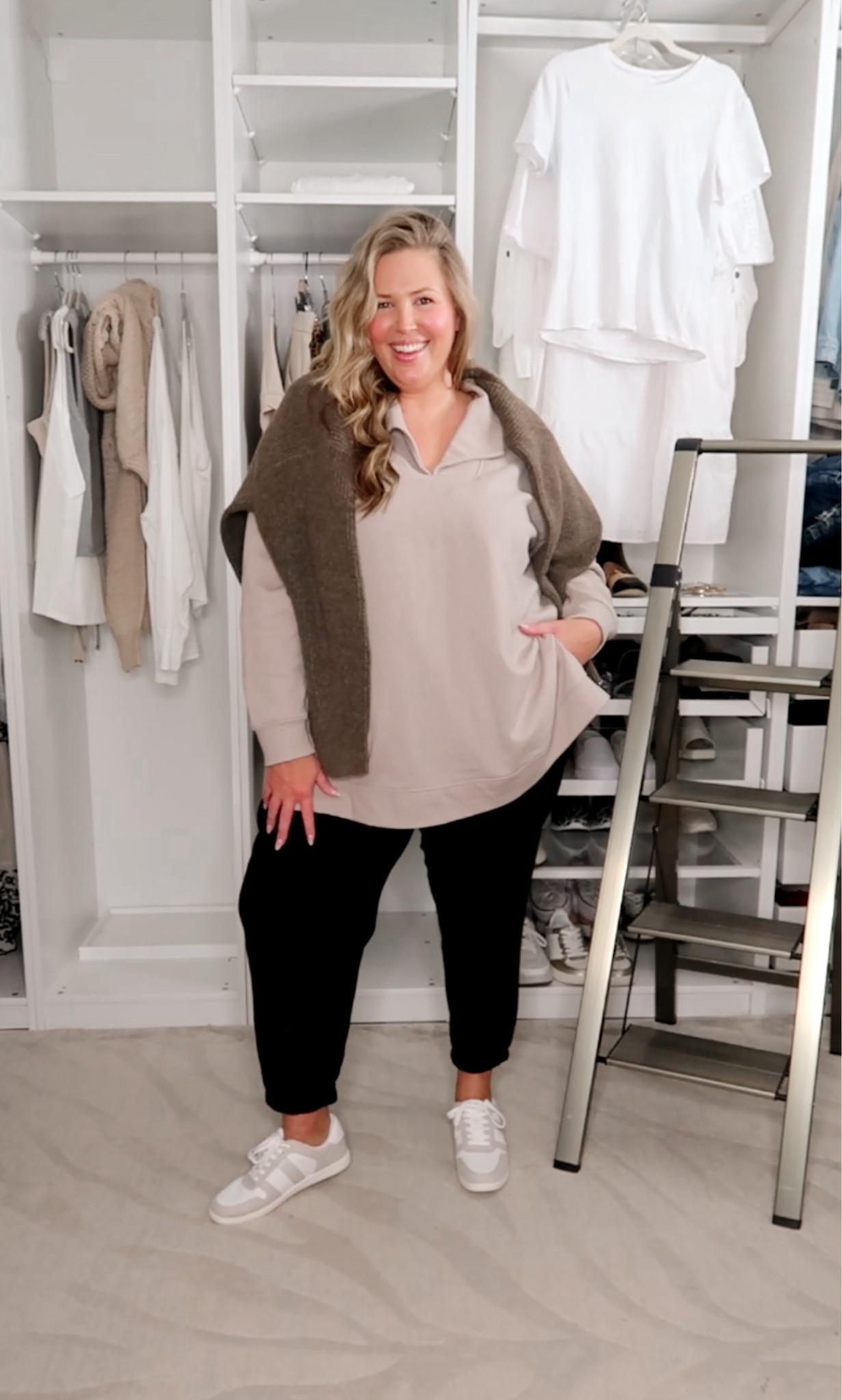 These joggers fit SO well and true to size - I wear the 2X! Also wearing a 2x in the bodysuit, sweaters and tunic pullover! The sweaters have plenty of room but if you want it to be more fitted you could size down! Tunic runs true to size! Shoes are memory foam and so so comfy!

#LTKStyleTip #LTKPlusSize #LTKSaleAlert