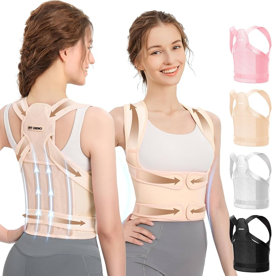 Fit Geno Back Brace Posture Corrector for Men & Women: Shoulder Straightener Adjustable Full Back... | Amazon (US)