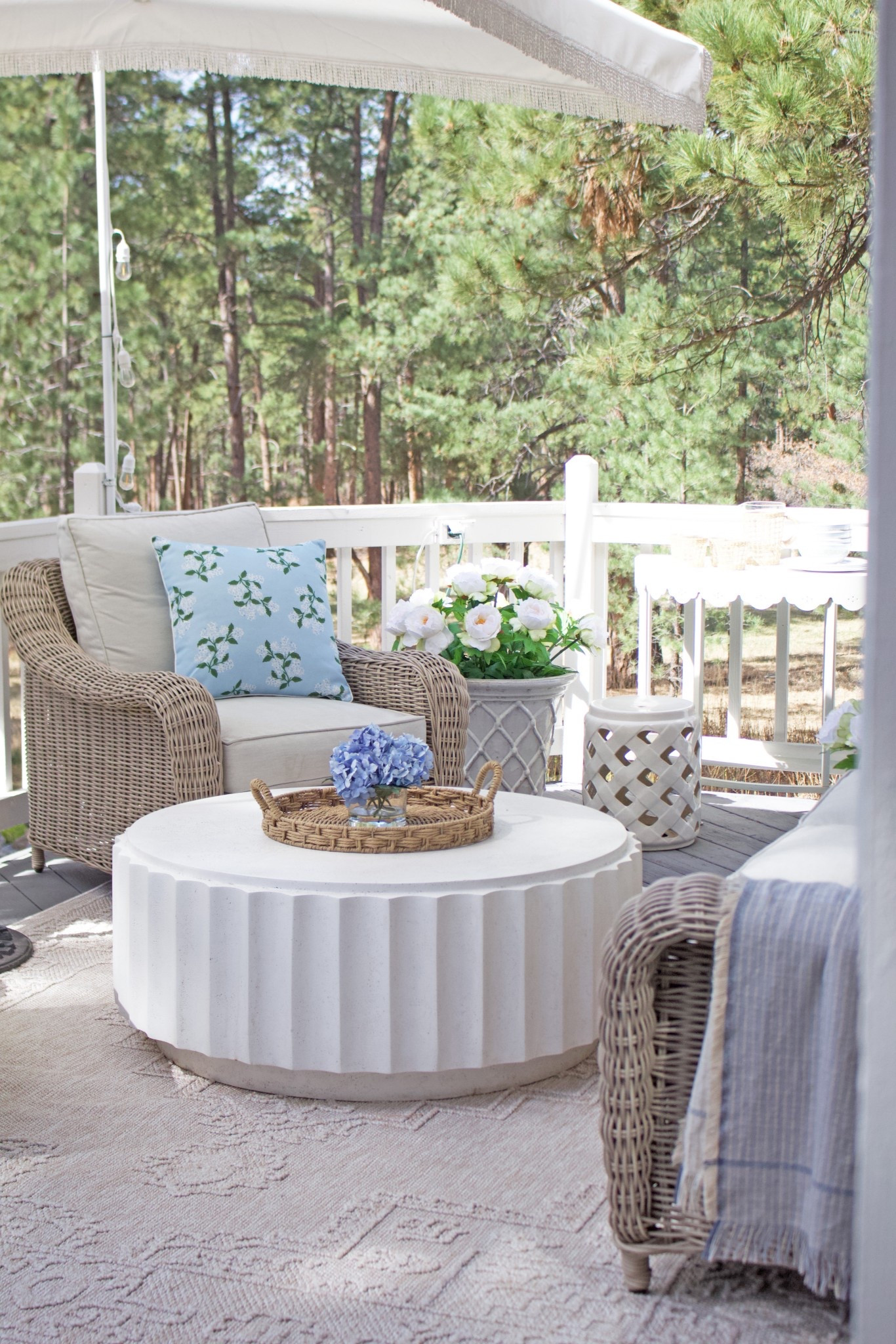 I’m obsessed with this soft and neutral outdoor rug from Walmart!! They are perfect with my pretty blue pillow covers 💙🤍

#LTKHome
