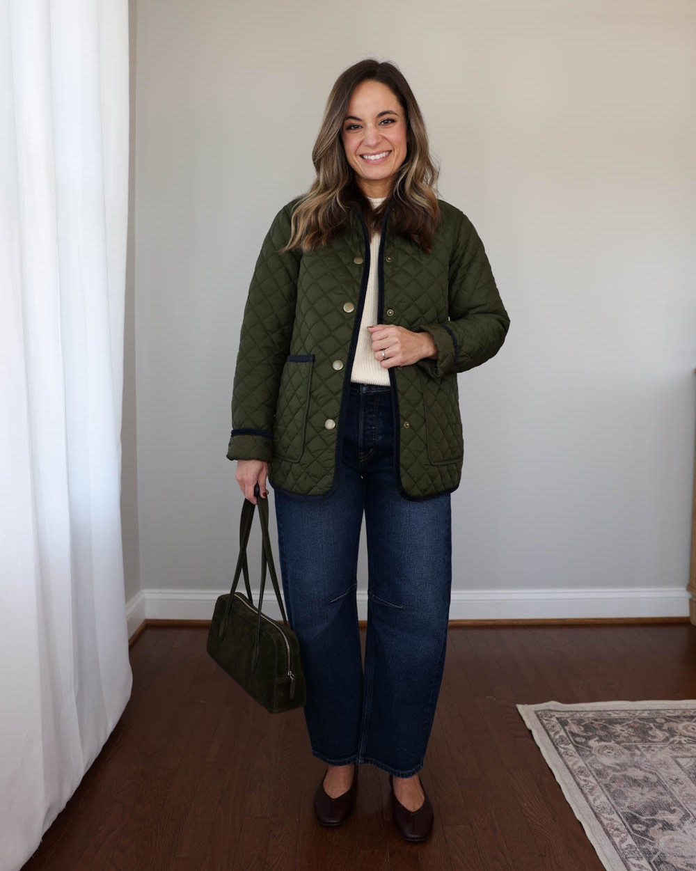 A fall-ready olive green jacket styled four ways for petites!

Green Jacket (Ann Taylor): petite xxs

Outfit 1:
Jeans (Madewell): petite 24
Sweater (Madewell): xxs
Ballet flats (Madewell): tts

Outfit 2:
Corduroy Skirt (Gap Factory): 25 - sized up Included shoes are all true to size
White Sweater (Gap): petite xs
White T-Shirt (Old Navy): petite xs
Knee high boots (Sam Edelman): tts

Outfit 3:
Gray Cardigan (Quince): xs
Ecru Jeans (Madewell): 24 / 10 7/8” rise / 27” inseam (they also come in petite with a 10 3/8” rise / 25” inseam)
White T-Shirt (Old Navy): petite xs
Chocolate brown boots: tts

Outfit 4:
Corduroy Dress (J.Crew): 00 (also comes in petite)
Knee high boots (Sam Edelman): tts

For size comparison, I’m 4’10” 105lbs. My measurements are 32”, 24”, 36”. I typically wear petite xxs/00/24 and have a 25” ankle inseam and a 27.5-28” full length inseam.

#LTKPetite #LTKSaleAlert #LTKSeasonal