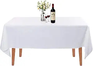 Waysle Rectangle Tablecloth - 60 x 84 Inch - White Rectangular Table Cloth for 5 Foot Table in Wa... | Amazon (US)