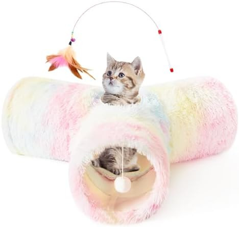 Tempcore Plush Pet Cat Tunnel Tube Cat Toys 3 Way Collapsible, Tunnels for Indoor Cats，Kitty Tu... | Amazon (US)