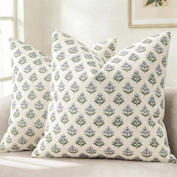 YCOLL Farmhouse Floral Pillow Covers 20x20 Set of 2, Rustic Country Decorative Cushion Covers Vin... | Amazon (US)