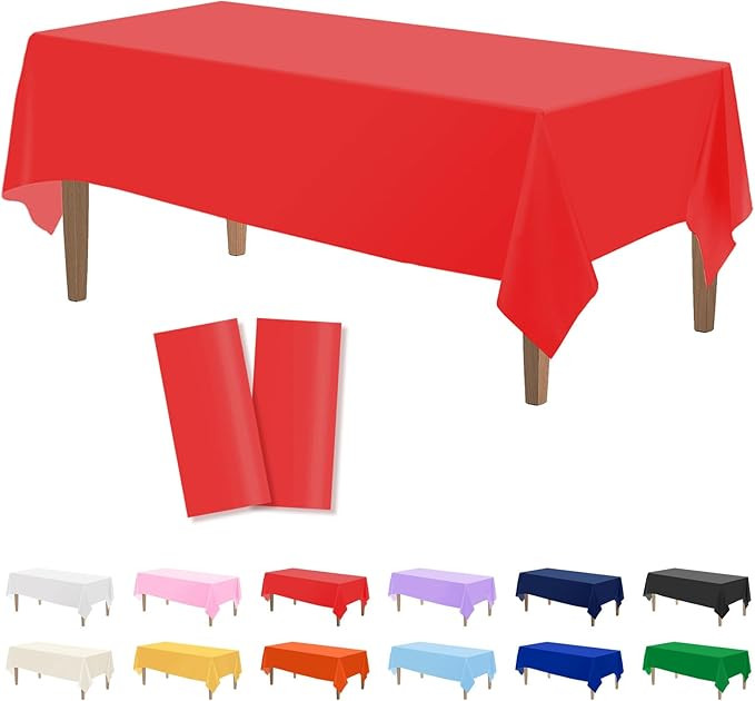 Kopokita 2PCS Red Plastic Tablecloths 54 x 108 Inch, Disposable Table Cloths Rectangle Party Tabl... | Amazon (US)