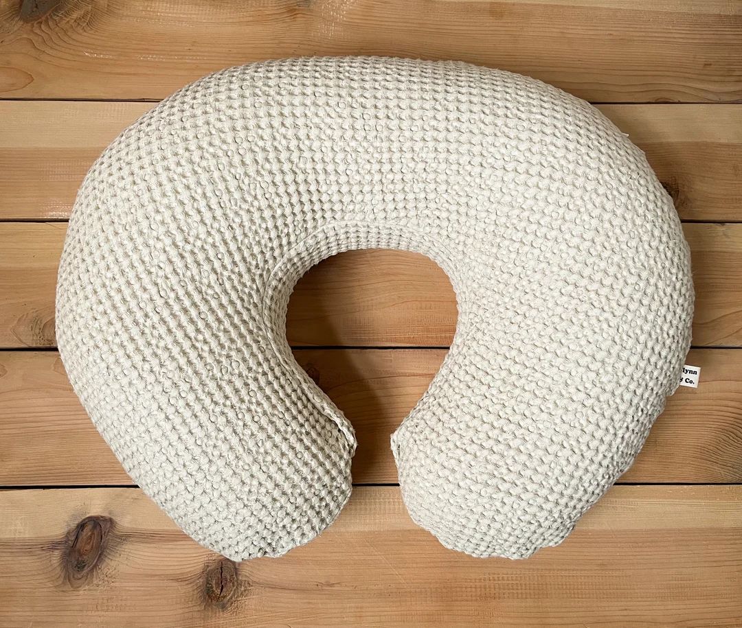 nursing pillow cover : natural waffle linen, waffle linen pillow cover, nursing pillow slipcover ... | Etsy (US)