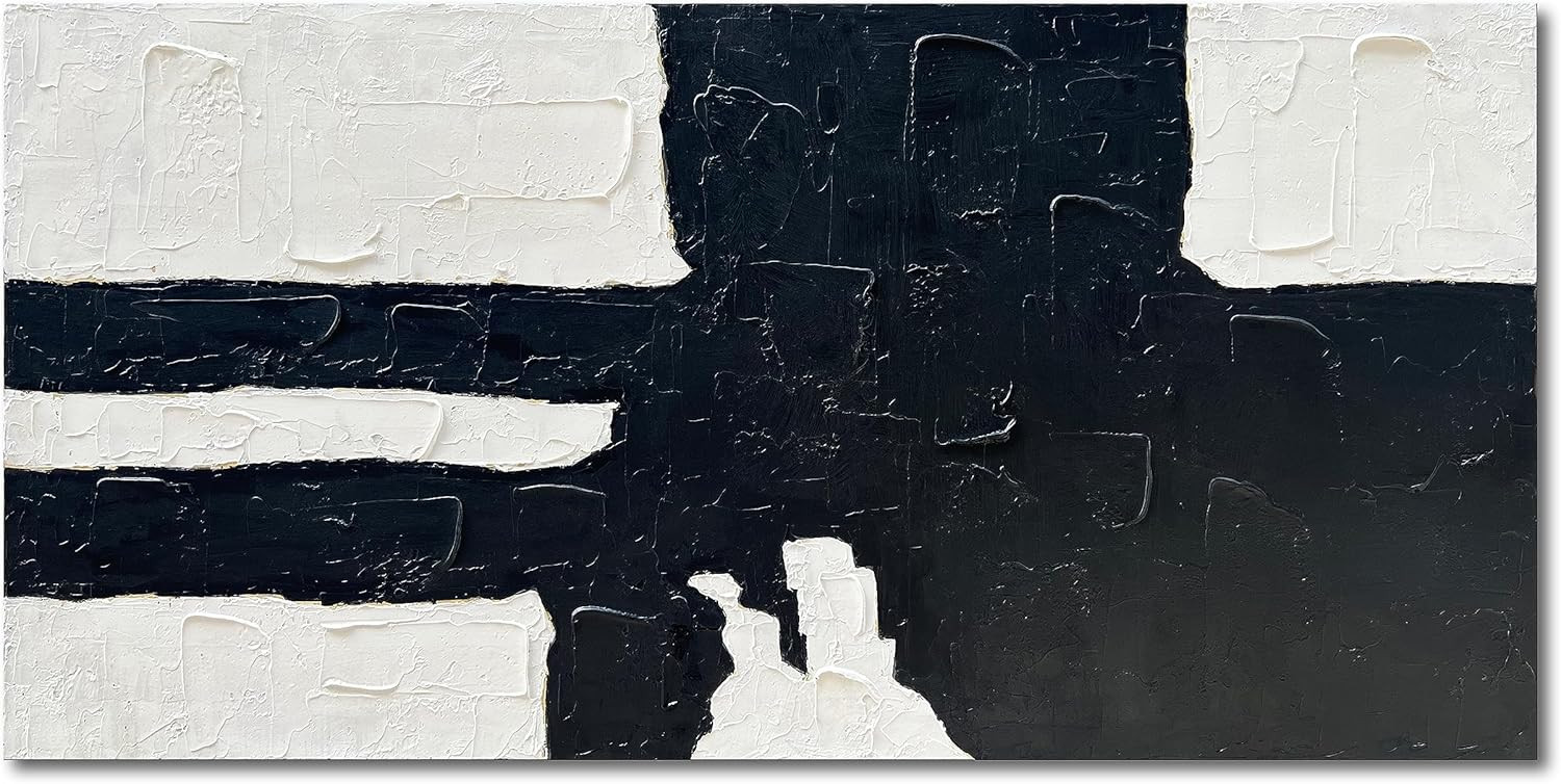 NANKAI Hand-Painted Black and White Painting Minimalism Black White Artwork for Wall Decoration L... | Amazon (US)