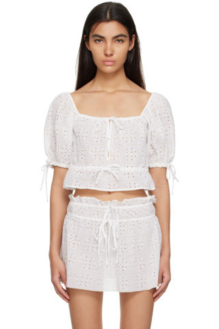 White Cropped Blouse | SSENSE