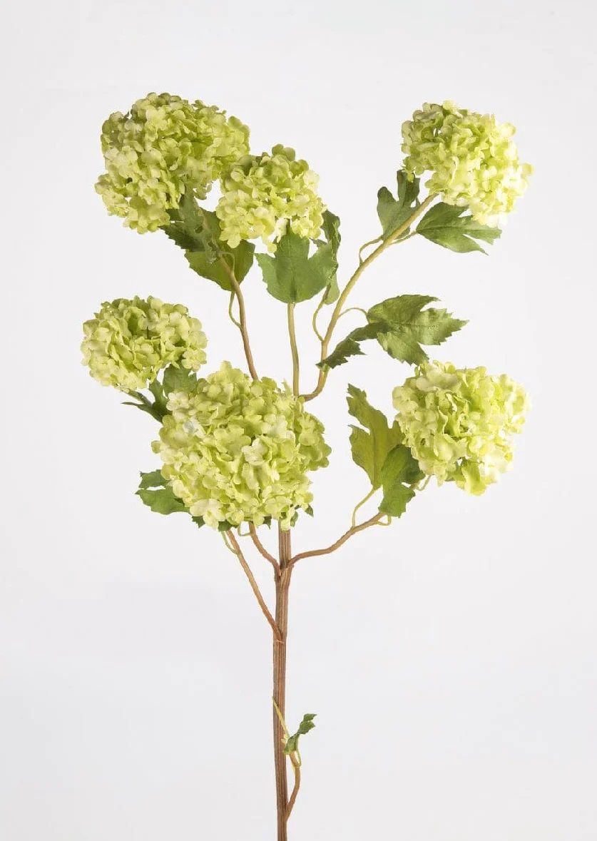 Faux Snowball Flower in Green - 43.5" | Afloral