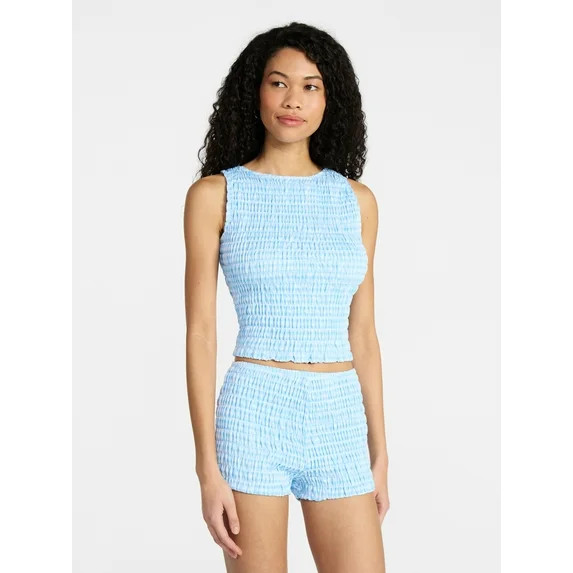 No Boundaries Smocked Tank Top and Shorts Set, 2-Piece, Women's XXS-XXL | Walmart (US)