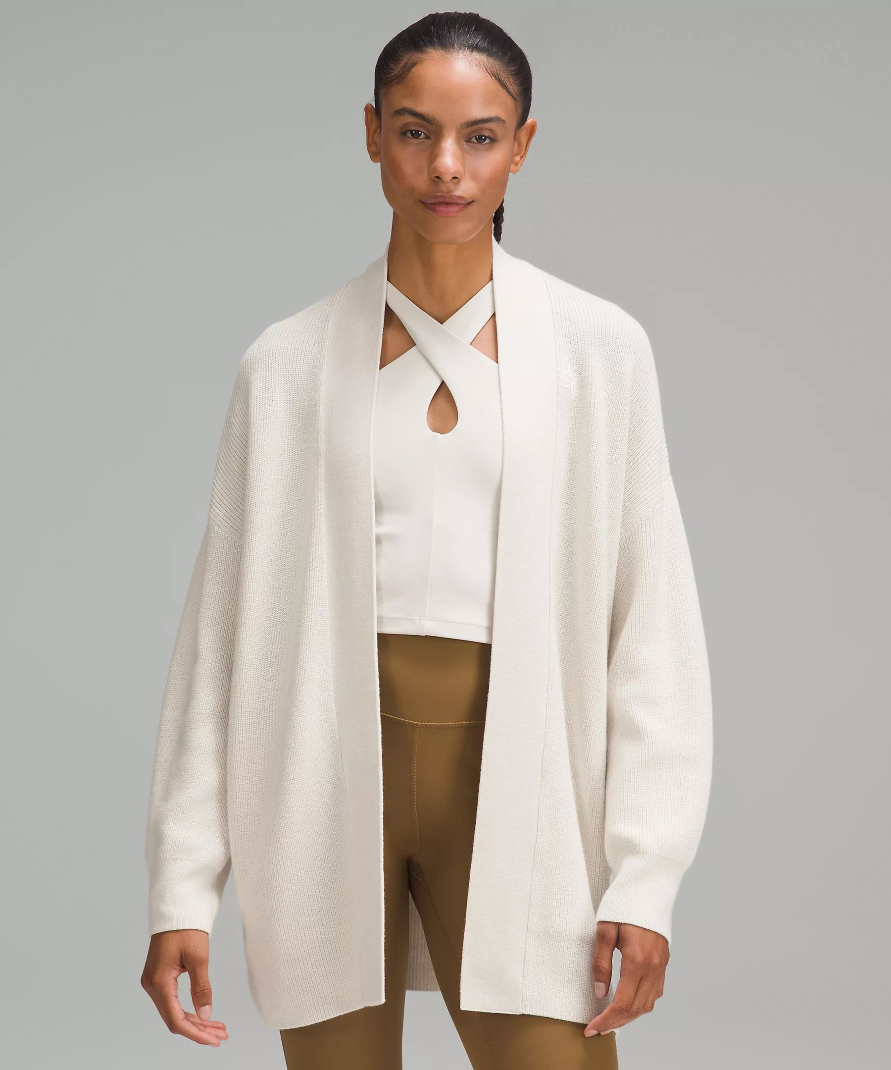 Merino Wool-Blend Ribbed Long Wrap Sweater | Women's Sweaters | lululemon | Lululemon (US)