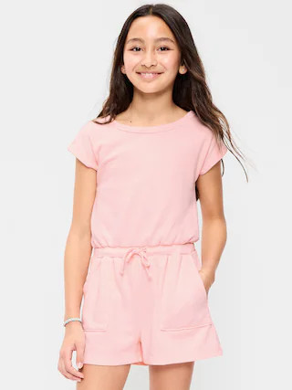 Short-Sleeve French Terry Utility Romper for Girls | Old Navy (US)