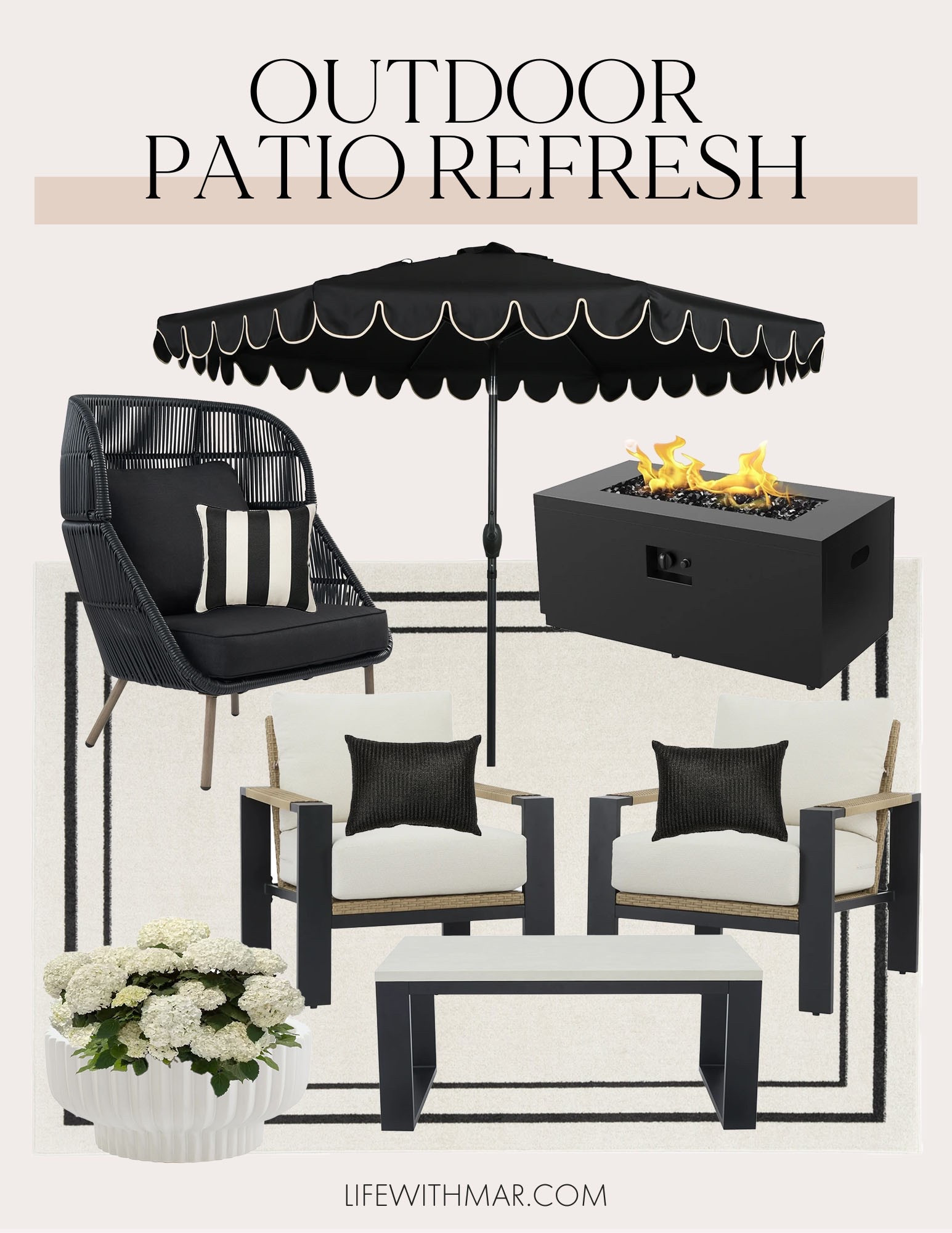Outdoor Patio | Outdoor Patio Furniture | Outdoor Home Decor | Black and White Patio | Outdoor Furniture

#LTKSeasonal #LTKHome