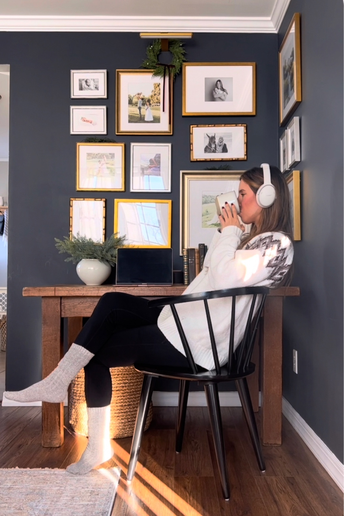 Home office corner, work from home, family gallery wall holiday

#LTKhome #LTKHoliday